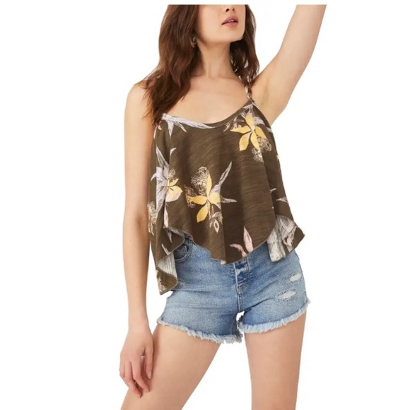 Free People Tops - Free People HEY GIRL COTTON TANK TOP IN ARMY COMBO